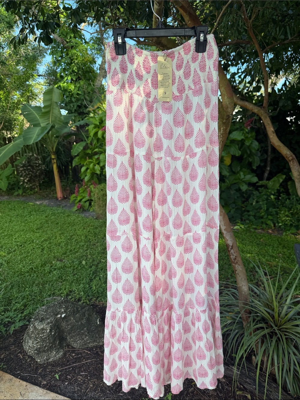 Elan Palazzo Wide-Leg Lounge Pants in Cream & Pink